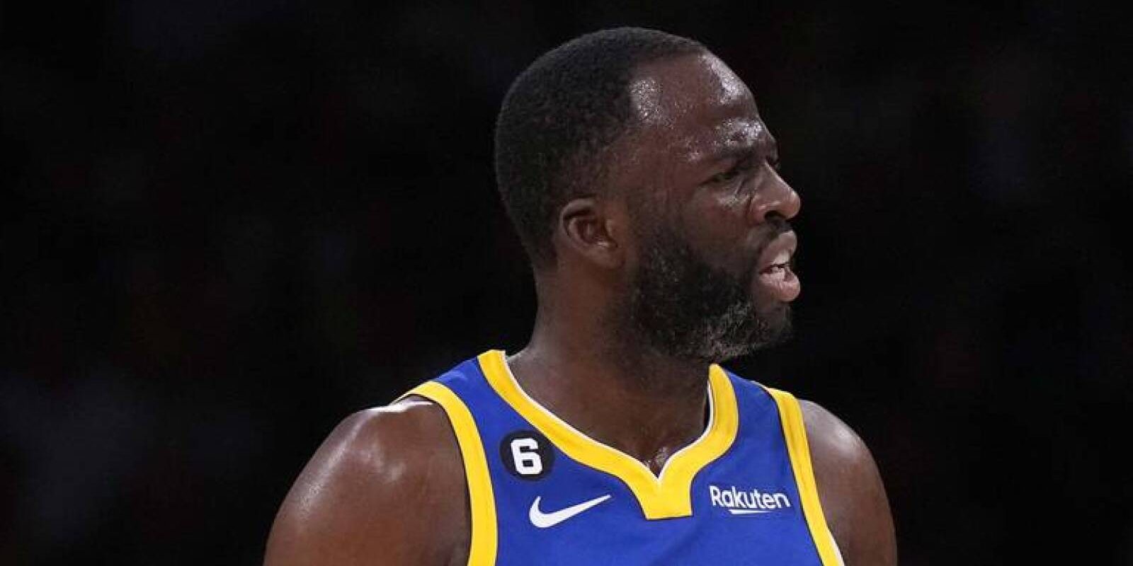 May 8, 2023; Los Angeles, California, USA; Golden State Warriors forward Draymond Green (23) reacts in the second half of game four of the 2023 NBA playoffs against the Los Angeles Lakers at Crypto.com Arena. Mandatory Credit: Kirby Lee-USA TODAY Sports